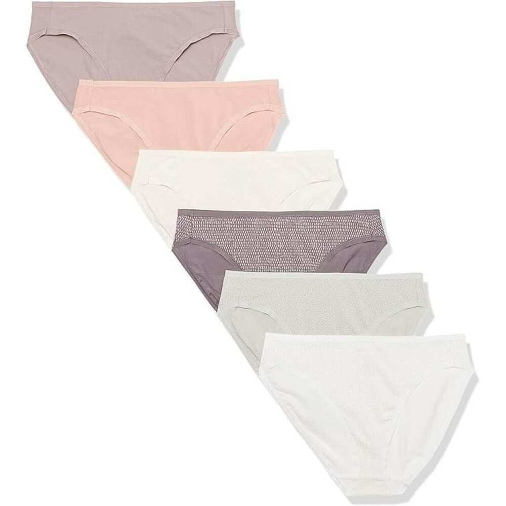 6-Pack Amazon Essentials Women's Bikini Panty LARGE Ditsy/Dots Cotton High-Cut